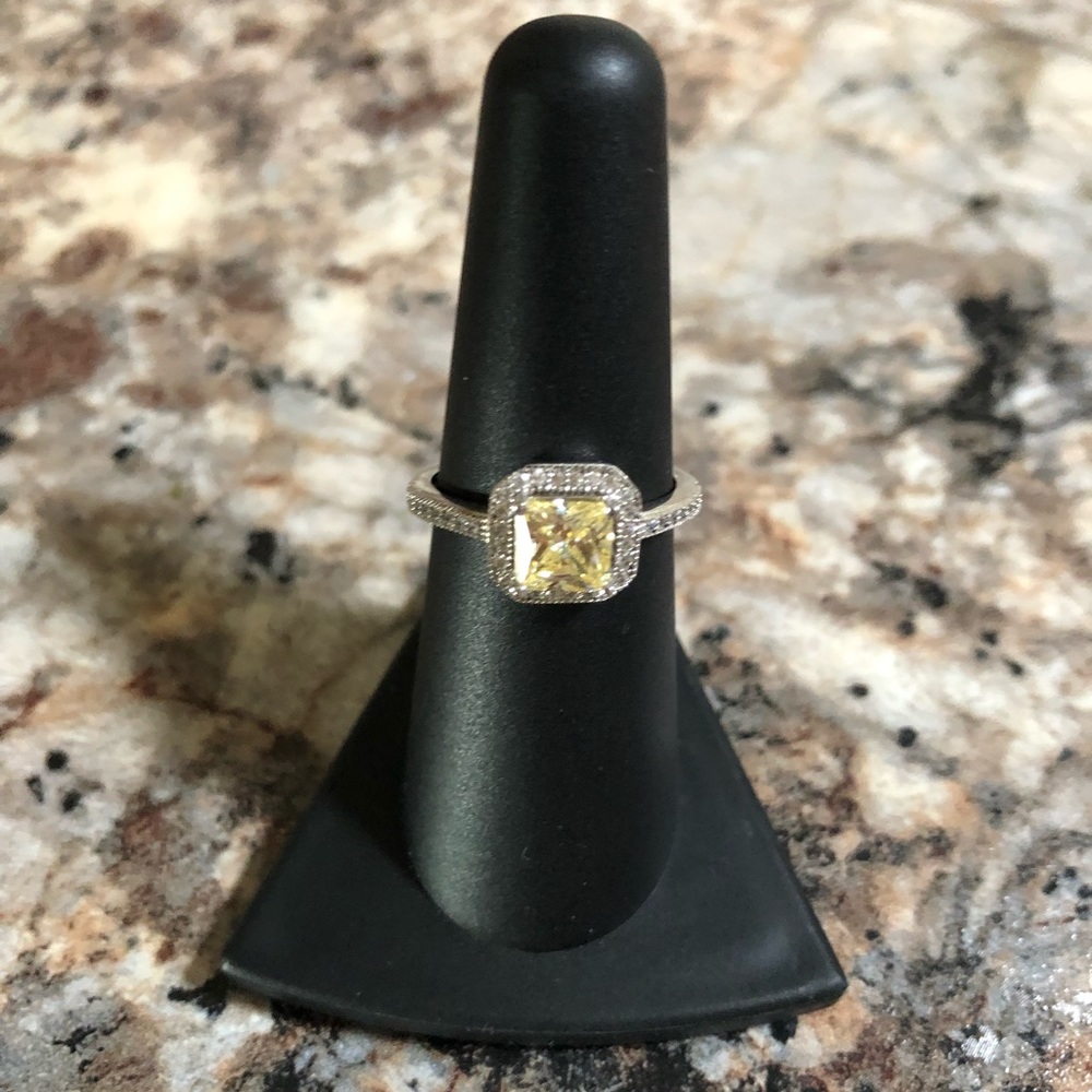 Canary yellow Cz , silver ring & pendant